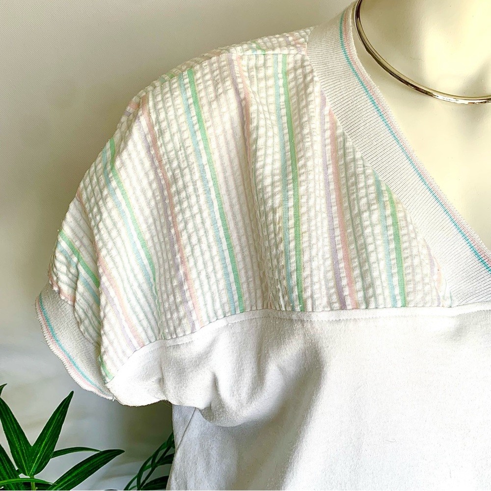 v i n t a g e :: Pastel Seersucker Cape Cod Slouchy Granny Top - Picture 3 of 12